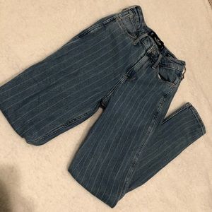 striped hollister high rise mom jeans